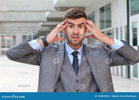Forgetful Businessman Realizing A Major Mistake Stock Image Image Of