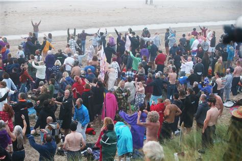 In Pictures Hundreds Strip Off For North East Skinny Dip At Druridge Bay In Northumberland