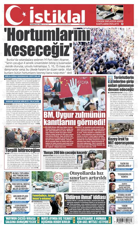 03 Haziran 2022 tarihli İstiklal Fatih Gazete Manşetleri