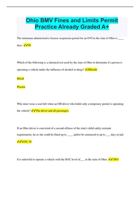 Ohio BMV Fines and Limits Permit Practice Already Graded A+ - Ohio BMV