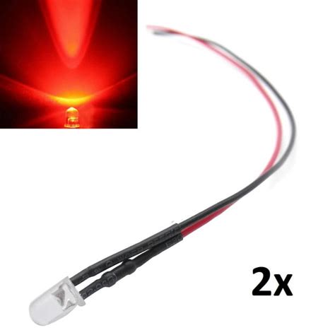 2x Red Led Light Individual Single Bulb Pre Wired Light Emitting Diodes
