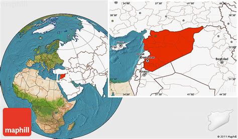 Satellite Location Map Of Syria Highlighted Continent