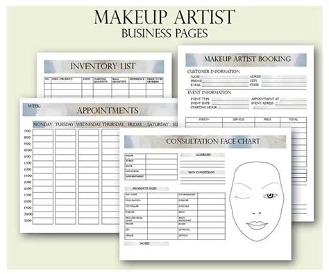 Makeup Artist Business Planner Bundle Freelance Makeup Artist Forms