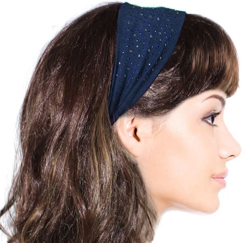 Amazon Com Simple Sparkling Rhinestone Stretch Headband Navy Blue 1