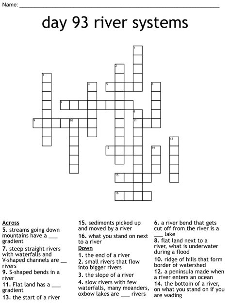 Day 93 River Systems Crossword Wordmint