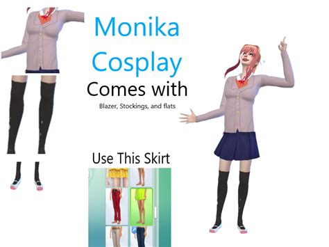 Monika Cosplay Clothes Doki Doki Literature Club The Sims 4 Catalog