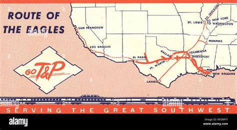 Texas And Pacific Railway Service Map Stock Photo Alamy