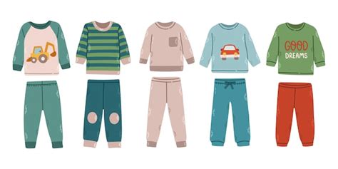 Premium Vector Boys Pajamas Set Textile Night Clothes For Kids