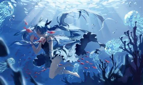 Wallpaper Illustration Anime Water Vocaloid Hatsune Miku