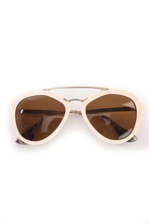 White Round High Polish Accent Sunglasses Sunglasses Novelty