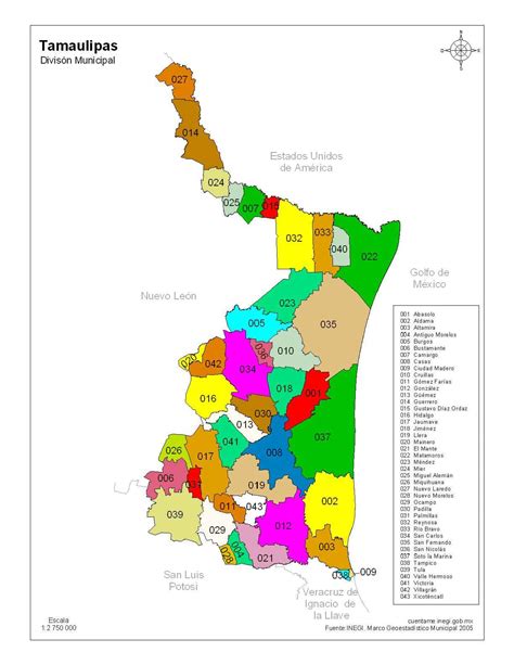 Mapa De Tamaulipas A Colores Con Nombres Mapas De México Para Descargar