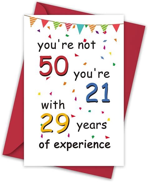 Funny 50th Birthday Card Humorous 50 Years Old Bday Card