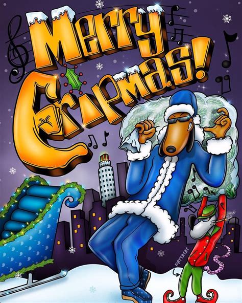 A Cartoon Christmas Card With An Image Of A Man In Santa Clauss Outfit