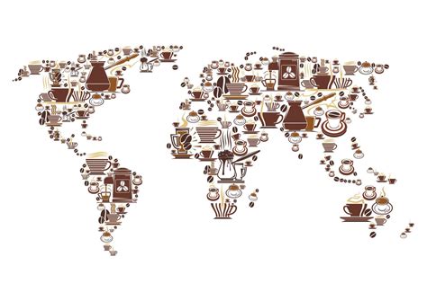 Vector Coffee World Map For Cafeteria Cafe 13055676 Vector Art At Vecteezy