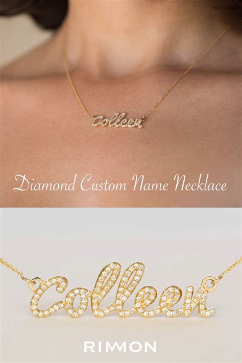 Diamond Name Necklace 14k Name Necklace Solid Gold Name Etsy Custom