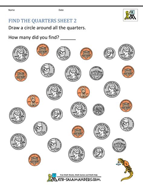Free Printable Money Worksheets For Kindergarten
