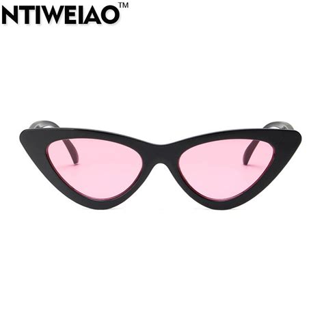 Ntiweiao Cute Sexy Retro Cat Eye Sunglasses Women Small Black White 2018 Triangle Vintage Cheap