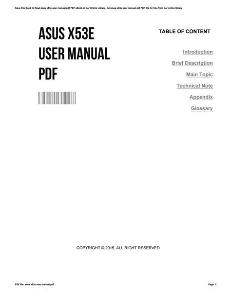 Asus X53e User Manual Pdf By Nancybibler2298 Issuu