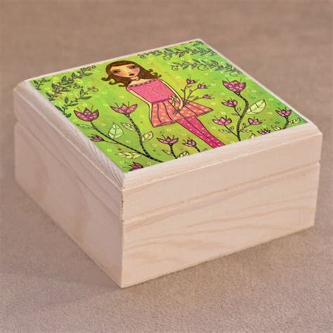 Flower Girl Jewelry Box Wooden Trinket Box Handmade Wood Etsy