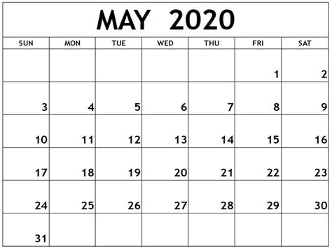 Free May 2020 Printable Calendar In Pdf Word Excel With Holidays