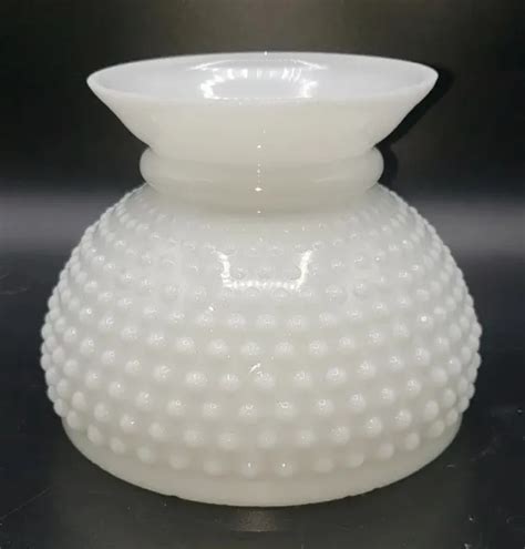 VINTAGE HOBNAIL MILK Glass Light Globe Lamp Shade Ruffled Rim White 6