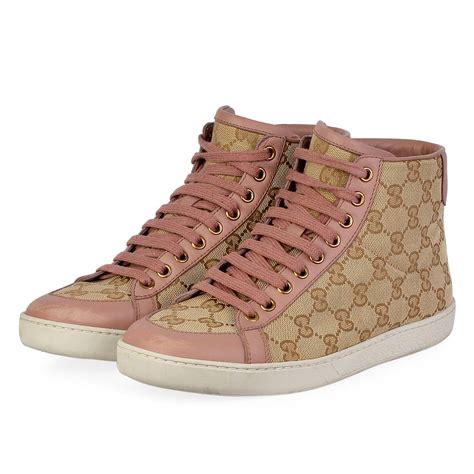 Gucci Gg Brooklyn High Top Sneakers Pink S 38 5 Luxity