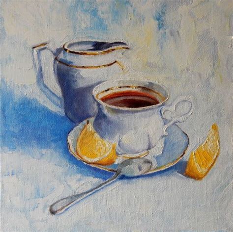 Tea Cup And Milk Jug Still Life 25x25cm 2016 Oil Painting By Vita