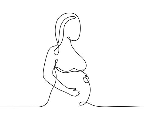 Pregnant Woman Continuous Art Line One Drawing Pregnancy Woman