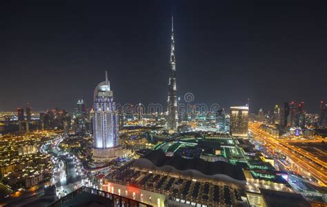 Night Cityscape Of Dubai United Arab Emirates Stock Photo Image Of