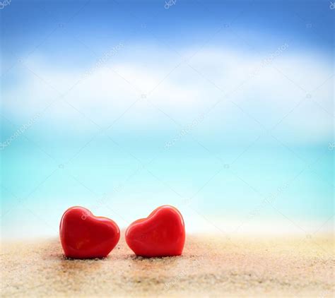 Two Hearts On The Summer Beach — Stock Photo © Catwoman10 92389408