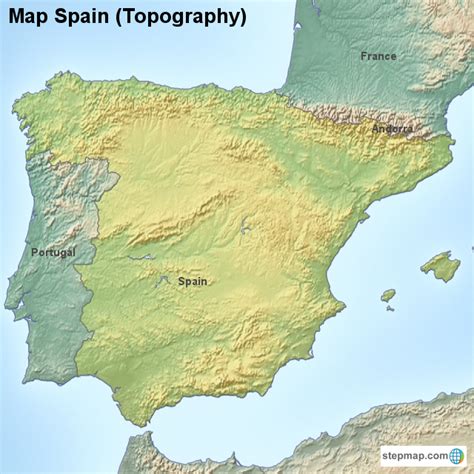 Stepmap Map Spain Topography Landkarte Für Spain