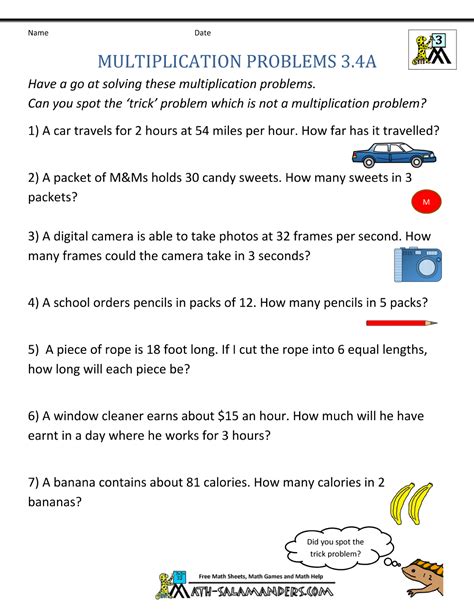 In this lesson, your students will create their own math facts and practice them! Multiplication Word Problem Worksheets 3rd Grade