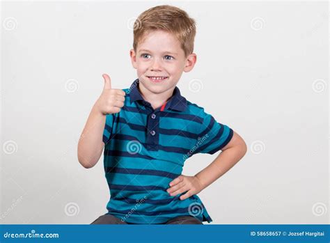 Cute Kid Thumbs Up Stock Image Image Of Portrait Young 58658657