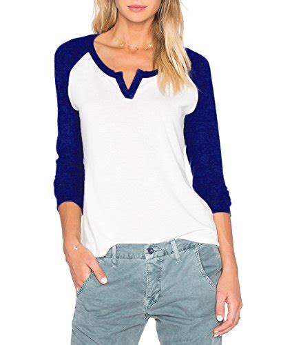 Buy Thanth Womens Casual V Neck Long Sleeve Cotton Loose Fit Blouse T Shirt Tops Online At