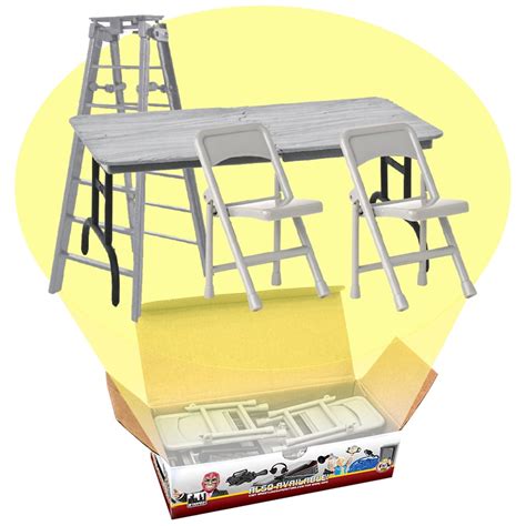 Ultimate Ladder Table And Chairs Silver Playset For Wwe Wrestling Action
