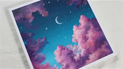 Pink And Purple Sunset Painting With Clouds Acrylic Painting Easy