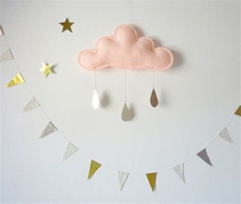 Whimsical Cloud Mobile Gorgeous Blush Peach Felt Raincloud Mobile