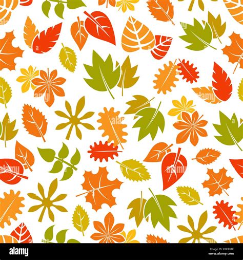 Autumn Leaves Seamless Pattern Colorful Fall Foliage Background