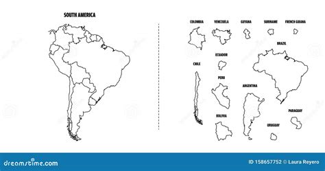 South America Outline Map Stock Vector Illustration Of International