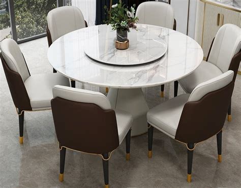 Contemporary Round Marble Round Dining Table With Lazy Susan My Aashis