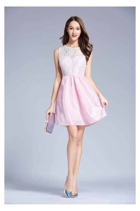Pink Lace Taffeta Short Party Dress Onsale 37 Dk311
