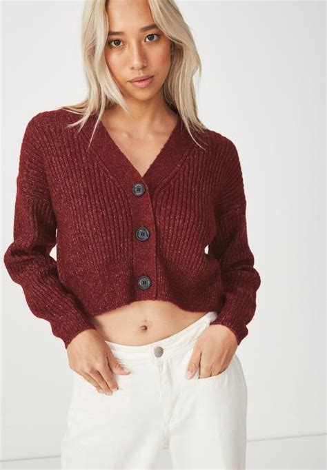 Luxe Cropped Cardigan Cabernet Cotton On Knitwear Superbalist Com