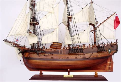 Hms Endeavour Model Ship Wooden Historical Ready Made Handcrafted Tall