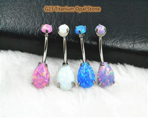 1pcs G23 Titanium Real Opal Navel Belly Button Rings Sexy Woman Belly