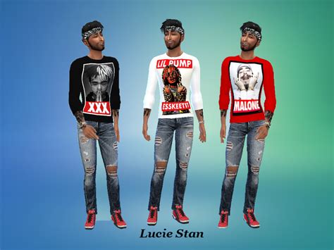 The Sims Resource Rapper Printed Long Sleeved T Shirts