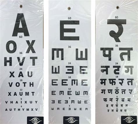 Optify 3 Pack Of English Hindi Illiterate Distance Vision Eye Test
