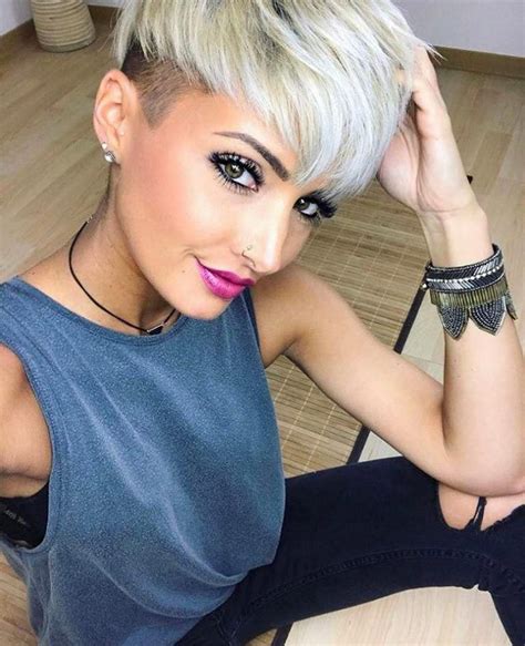 50 short hairstyles for women over 50 that are cool forever. Beautiful Stylish Undercut Pixie Hairstyle for Women with ...