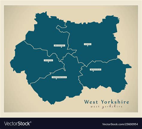 Modern Map West Yorkshire Metropolitan County Vector Image