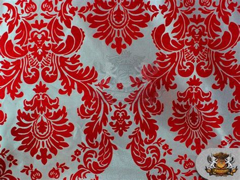 Taffeta Damask Velvet Flocking Fabric 11 Red White 58 Wide Sold By