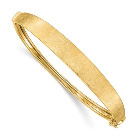 14k Yellow Gold Textured Tapered Hinged Bangle Bracelet 7in Db673